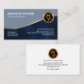 ブルーグランジ金ゴールド波電気技師 名刺 (正面/裏面)