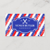 ブルーグランジ&レッドストライプシザーバーショップ 名刺 (正面)