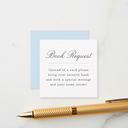 ブルーグランドミレニアルブックリクエスト赤ちゃんシャワー エンクロージャーカード (正面/裏面インサイチュ)