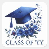 ブルーグラードキャップと花院生封筒 スクエアシール (正面)