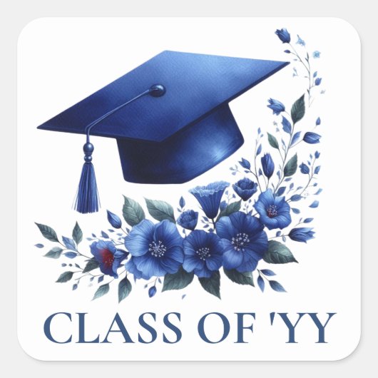 ブルーグラードキャップと花院生封筒 スクエアシール (正面)