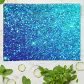 ブルーグリきらめくッタリーグラデーションティール(緑がかった色)カカラフルウト キッチンタオル (折り畳み)