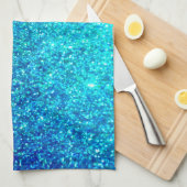 ブルーグリきらめくッタリーグラデーションティール(緑がかった色)カカラフルウト キッチンタオル (四つ折り)