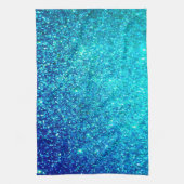 ブルーグリきらめくッタリーグラデーションティール(緑がかった色)カカラフルウト キッチンタオル (縦)