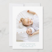 ブルーグリカスタムーン2枚フォトベビー誕生 案内状 (正面)