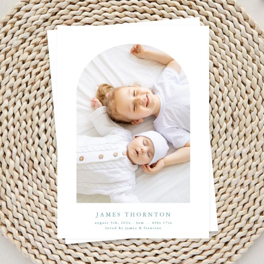 ブルーグリカスタムーン2枚フォトベビー誕生 案内状