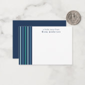 ブルーグリストライプンパーソナライズされたチルドレン ノートカード (正面/裏面インサイチュ)