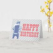 ブルーグリズリーベア&ビールハッピーバースデー カード (黄色い花)