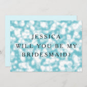 ブルーグリッターが私の花嫁になる 招待状 (正面/裏面)