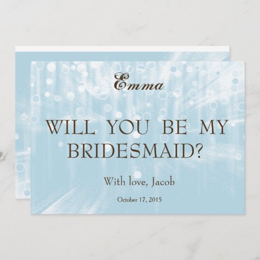 ブルーグリッターが私の花嫁招待状 招待状 (正面/裏面)
