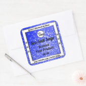 ブルーグリッターきらめくスター製品ラベルのロゴ スクエアシール (封筒)