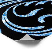 ブルーグリッターつる植物スワークルズスパークル結婚の歓迎 ポスター (角)