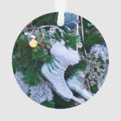 ブルーグリッターと毛皮のアイススケートがクリスマスツリーに オーナメント (裏面)