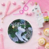 ブルーグリッターと毛皮のアイススケートがクリスマスツリーに ペーパープレート (パーティー)