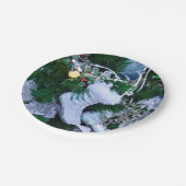 ブルーグリッターと毛皮のアイススケートがクリスマスツリーに ペーパープレート (アングル)