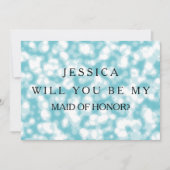 ブルーグリッターのメイド・オブ・オーナー(花嫁付き添い人) 招待状 (正面)