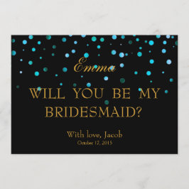 ブルーグリッターは私の花嫁の付き添い招待状 招待状