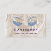 ブルーグリッターまつ毛&ベージュクリームマーブル 名刺 (正面)