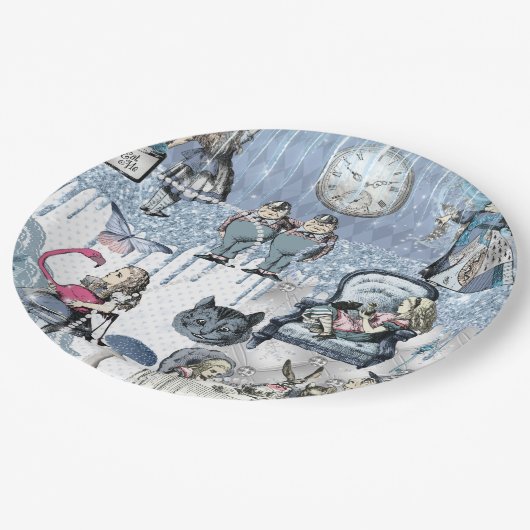 ブルーグリッターアイスアリスinワンダーランド ペーパープレート (アングル)