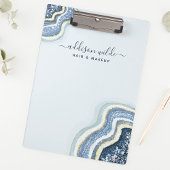 ブルーグリッターアゲートゲードラックスシックなクリップボード クリップボード