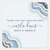 ブルーグリッターアゲートゲードルクセビジネスサンキュー スクエアシール (正面)