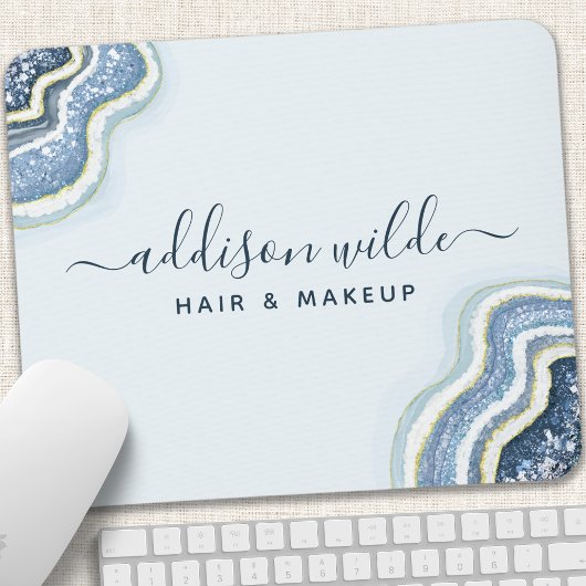 ブルーグリッターアゲートジオデラックスシック マウスパッド