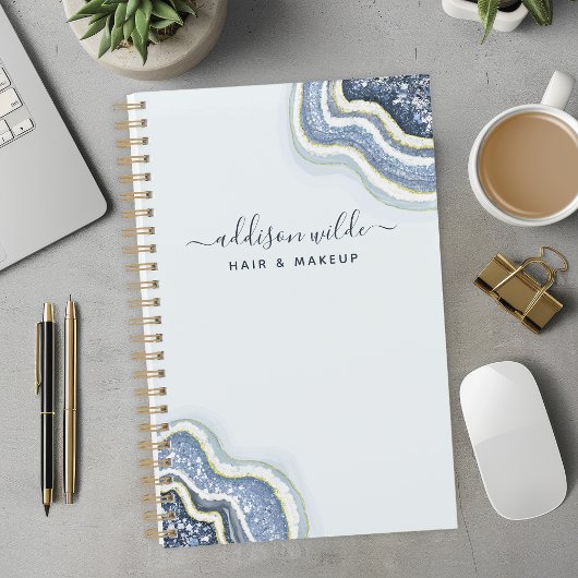 ブルーグリッターアゲートジオデラックスビジネス プランナー手帳