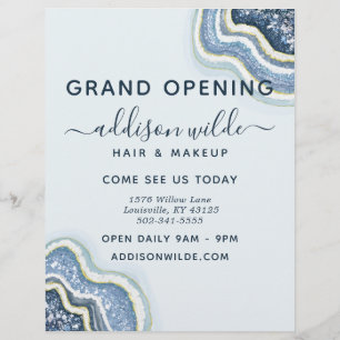 ブルーグリッターアゲートジオードのビジネスフライヤー チラシ