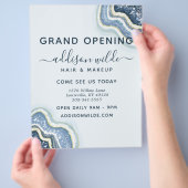 ブルーグリッターアゲートジオードのビジネスフライヤー チラシ (手)