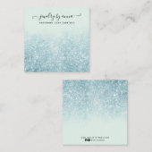 ブルーグリッターイヤリングスタッド表示カード スクエア名刺 (正面/裏面)