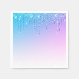 ブルーグリッターオンブレグラムスパークルズパーティー スタンダードカクテルナプキン