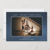 ブルーグリッタークリスマスフォトカード シーズンカード (正面)