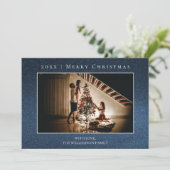 ブルーグリッタークリスマスフォトカード シーズンカード (スタンド正面)