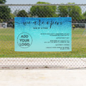 ブルーグリッターグラデーションロゴ赤面ピンクオープン 横断幕 (インサイチュ)