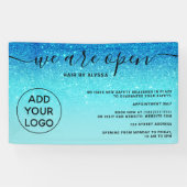 ブルーグリッターグラデーションロゴ赤面ピンクオープン 横断幕 (横)