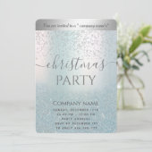 ブルーグリッターグラデーション企業のクリスマスパーティー 招待状 (スタンド正面)