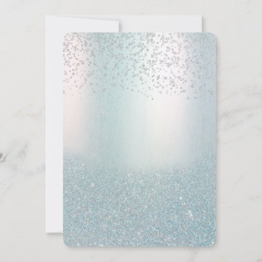 ブルーグリッターグラデーション企業のクリスマスパーティー 招待状 (裏面)