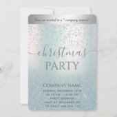 ブルーグリッターグラデーション企業のクリスマスパーティー 招待状 (正面)