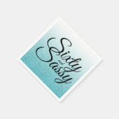 ブルーグリッターグラデーション60とサッシー60誕生日 スタンダードカクテルナプキン (角)