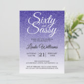 ブルーグリッターグラデーション60とサッシー60誕生日 招待状 (スタンド正面)