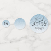 ブルーグリッターグラムパーソナライズされたスウィート16紙吹雪 コンフェッティ (正面)