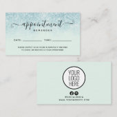 ブルーグリッターサロンスパアポイントメントリマインダーカード 名刺 (正面/裏面)