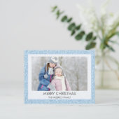 ブルーグリッタースパークルウィンター《写真》ぼけ味クリスマスフォト シーズンポストカード (スタンド正面)