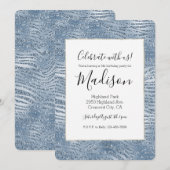 ブルーグリッターゼブラ柄 招待状 (正面/裏面)