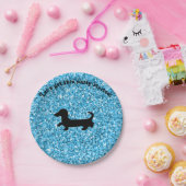 ブルーグリッターダシュント紙プレート ペーパープレート (パーティー)