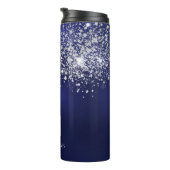 ブルーグリッターダストシルバーモノグラム名台本 タンブラー (回転右)