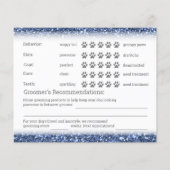 ブルーグリッタードッググルーミングレポートカードフライヤー チラシ (裏面)