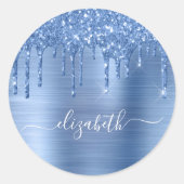 ブルーグリッタードライパーソナライズされたプ ラウンドシール (正面)