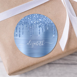 ブルーグリッタードライパーソナライズされたプ ラウンドシール