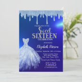 ブルーグリッタードリップスドレスブルースウィート16 招待状 (スタンド正面)